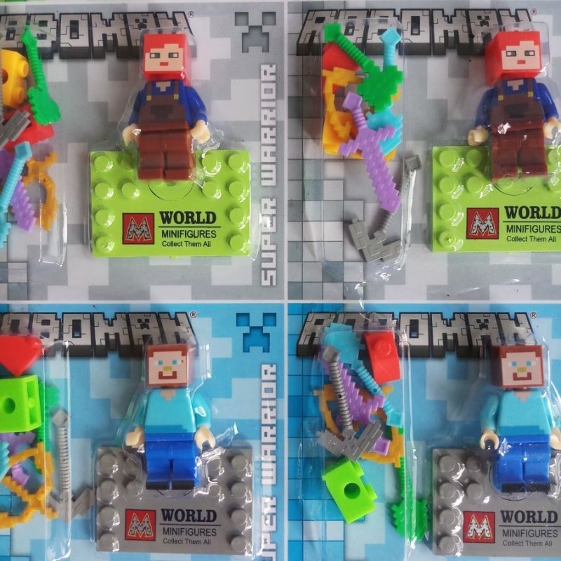 1 LEMBAR 12 PCS ROBOMAN MINECRAFT  / ROBOT MINECRAFT / ROBOT MINICRAFT SET