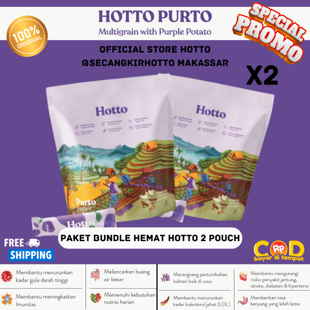 

PAKET BUNDLE Hotto Sereal Oat Potato 2 Pouch (32 Sachet) Makassar