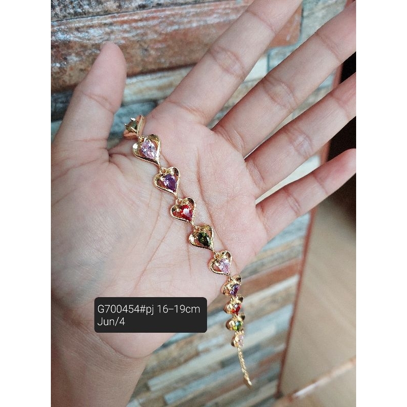 Gelang rantai krepyak rolex batu mata warna warni
