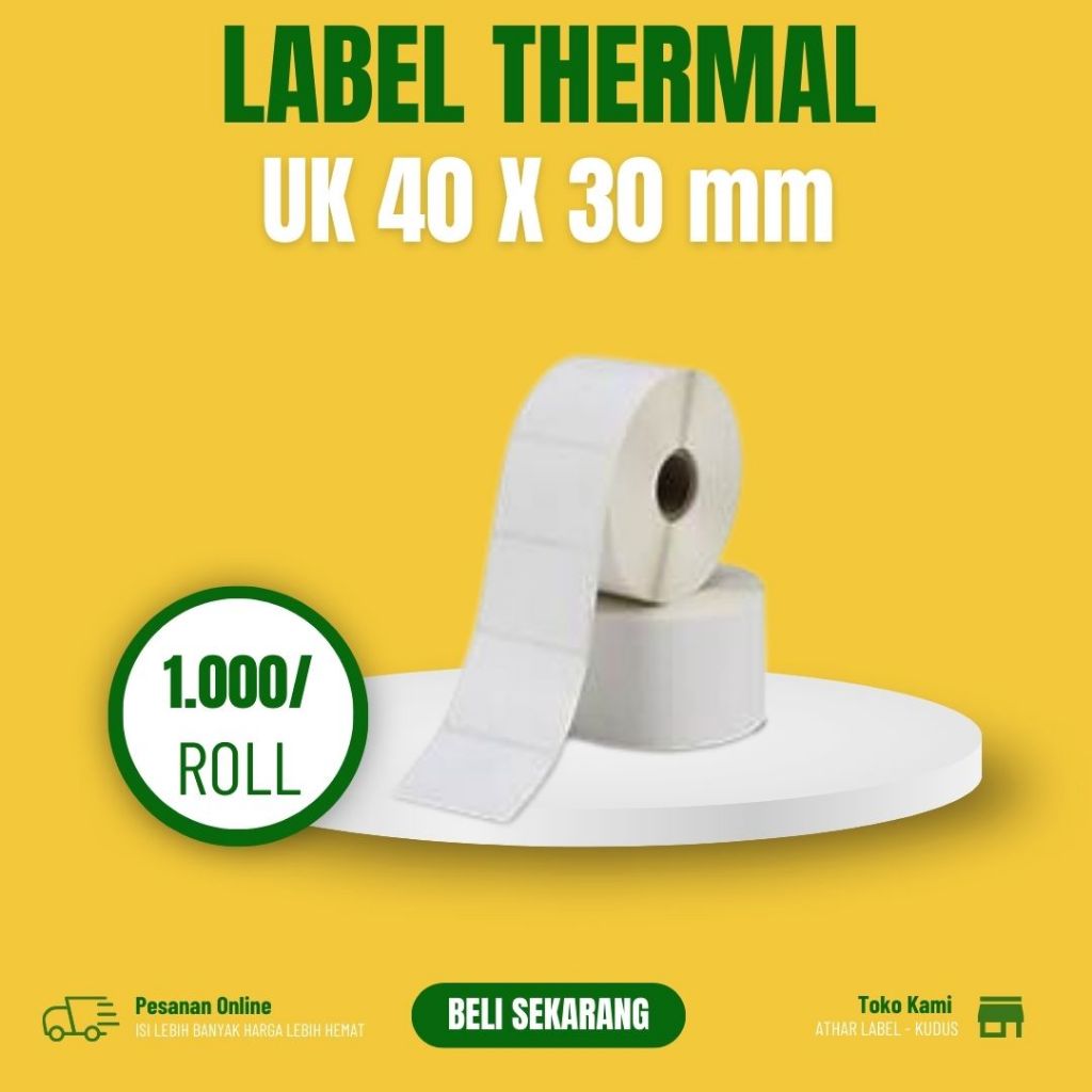 

Sticker Label Thermal Uk 40x30 mm isi 1.000 Pcs