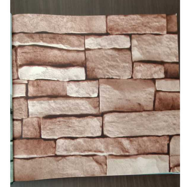 Wallpaper Dinding Premium Motif Bata Merah dan Kayu Jati | Wallpaper Timbul Ruang Klasik Ukuran L 53