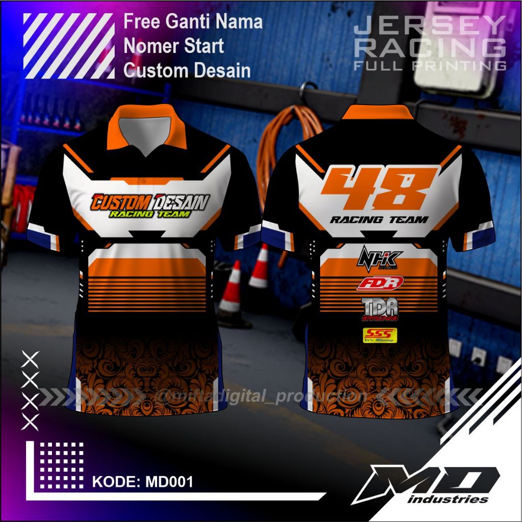01 Jersey Racing Simple Keren ( Custom Nama - Nomer ) - Baju Balap Printing