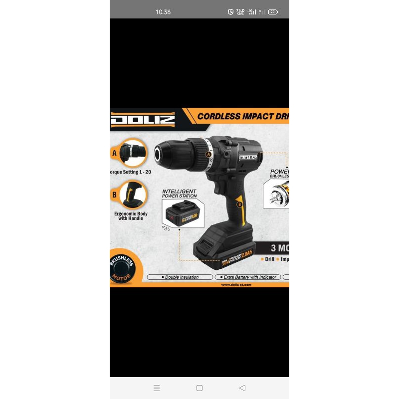 Cordless Brushless Impact Drill 20V Doliz BD617