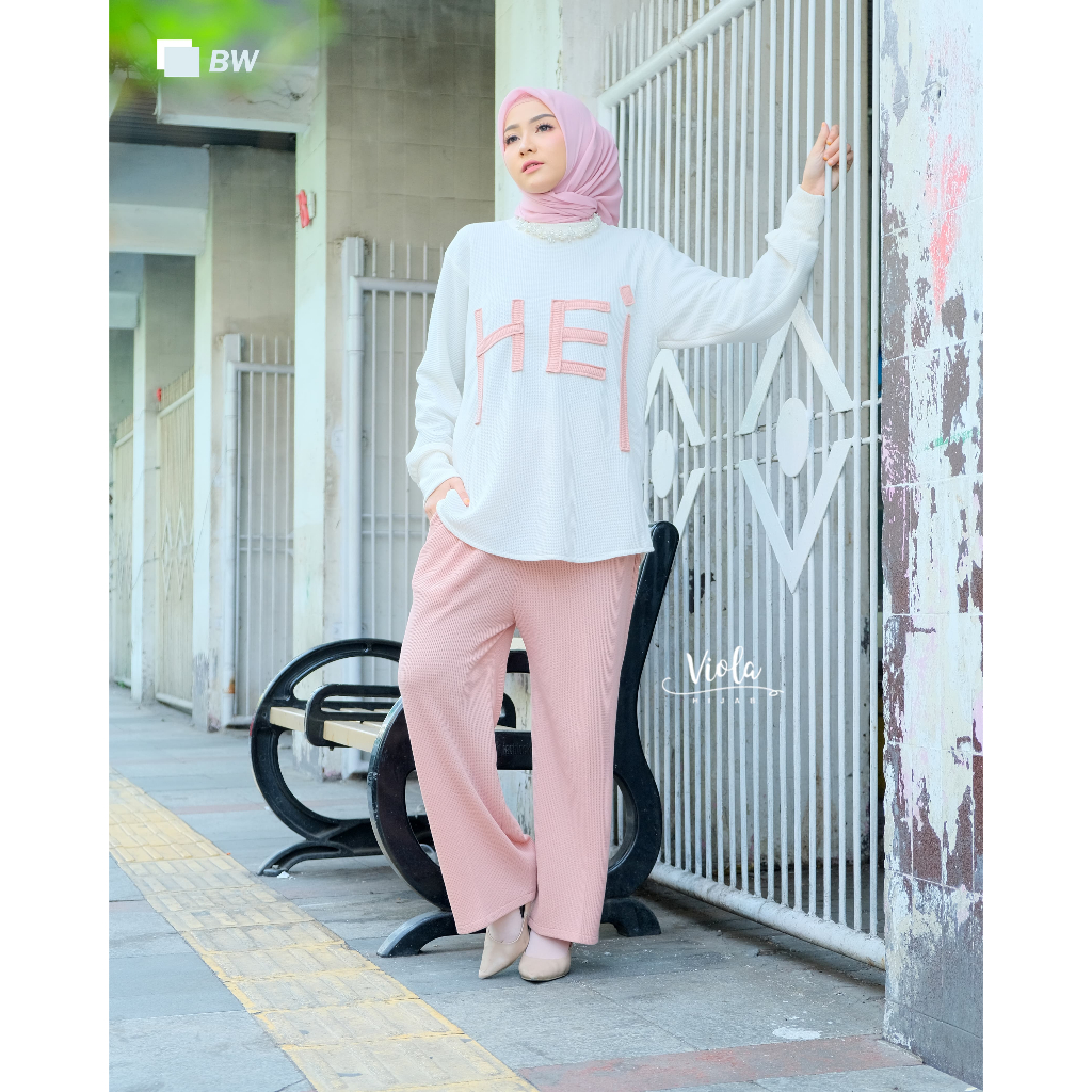 ONE SET KNIT UNIQLO HEI BY VIOLA PITA  model elegant stylish ootd korean style remaja kekinian NOMI 