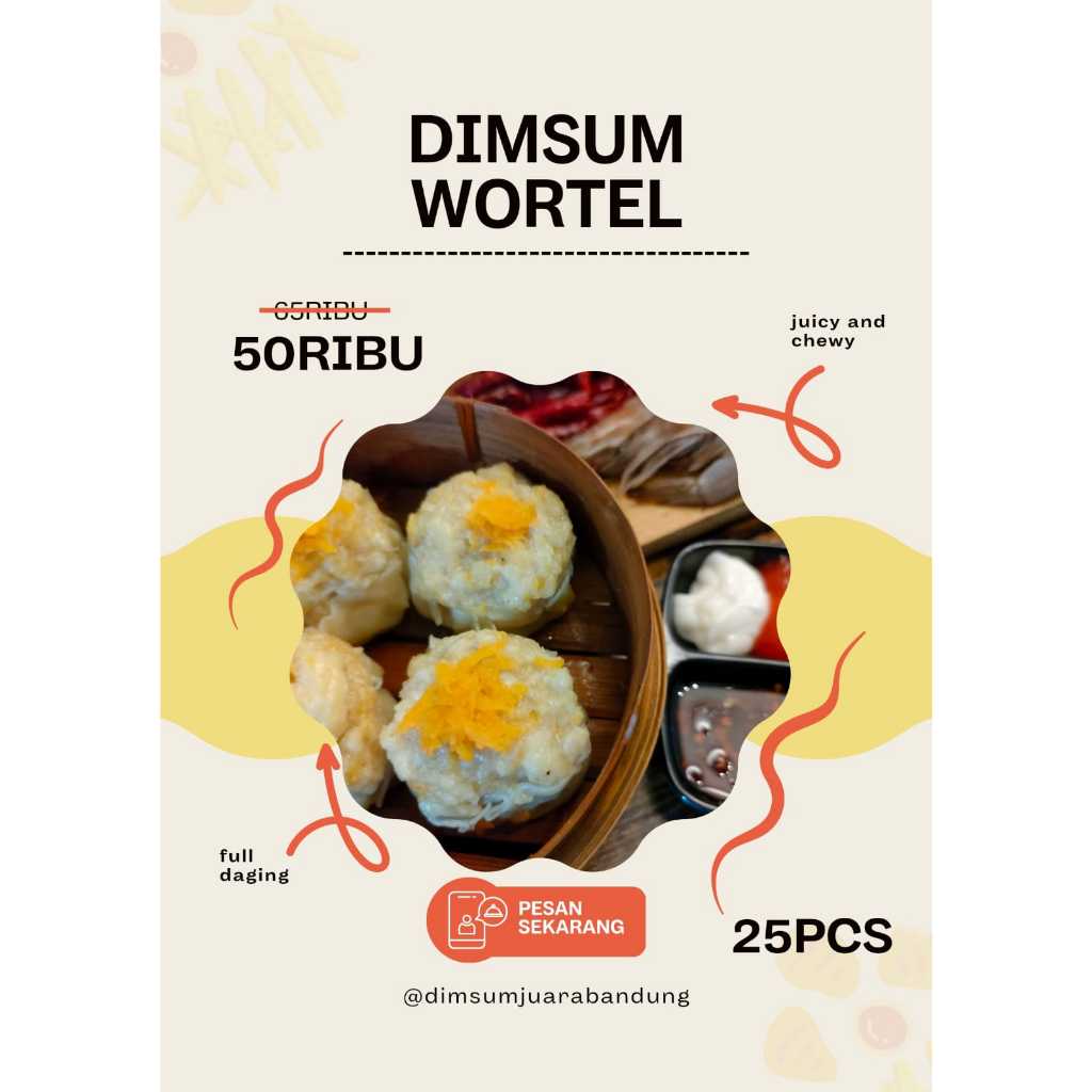 

Dimsum Wortel Premium 25Pcs Free Chili Oil 35Ml