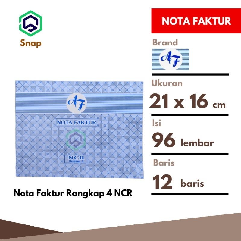 

Nota Faktur 4 Rangkap 4 Ply NCR 1/2 Folio AF - 1 Buku