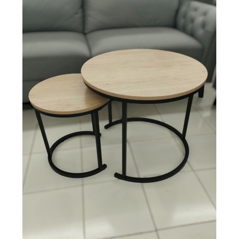 Selma Set 2 Pcs Porto Meja Tamu - Cokelat Oak Furniture Informa