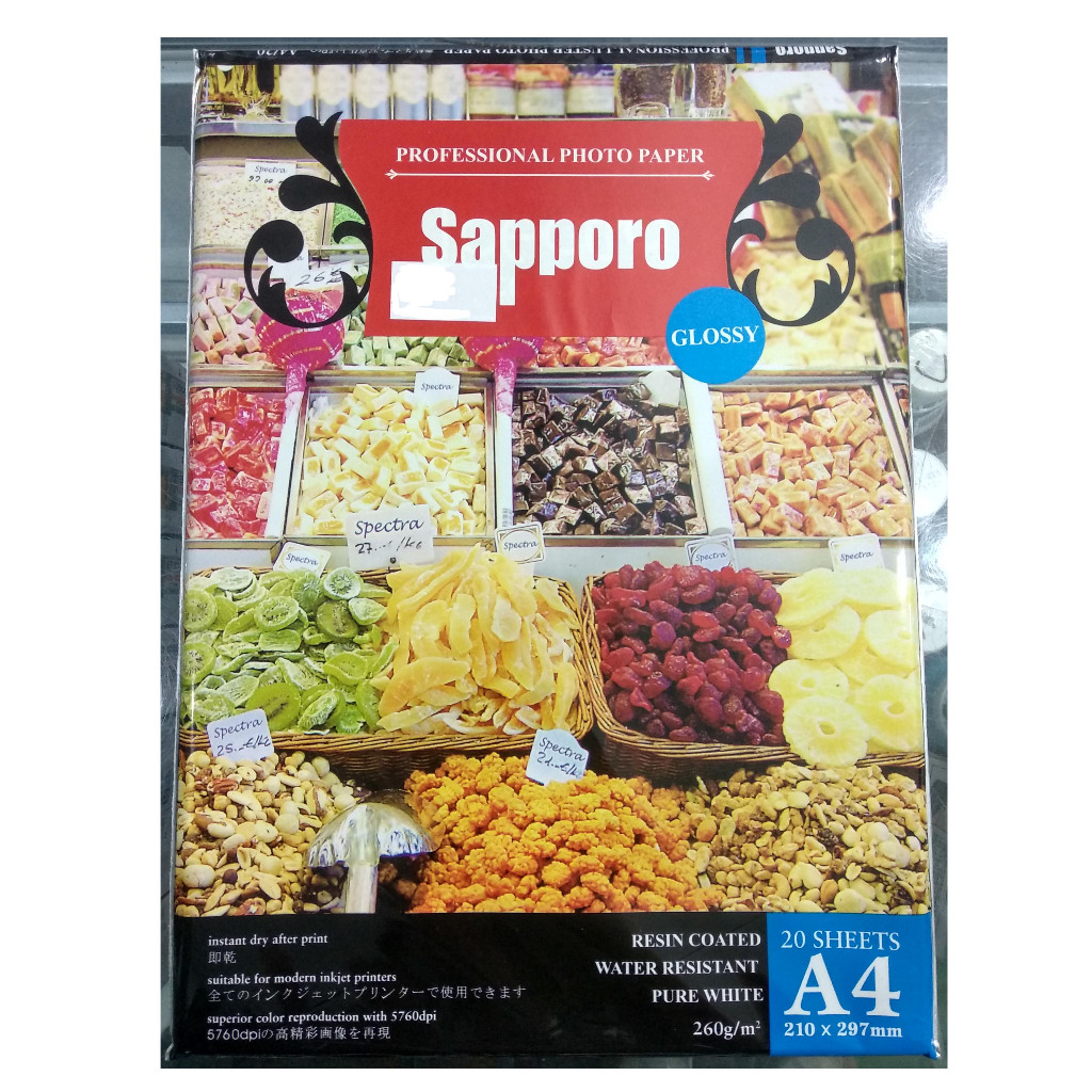 

Sapporo Photo Paper / Kertas Foto A4 Glossy 260g