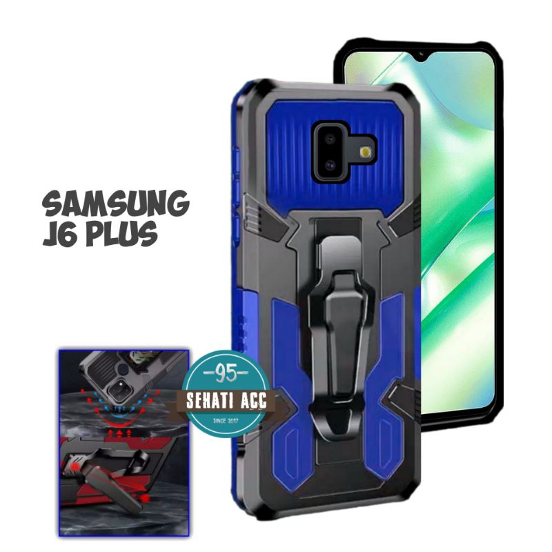 SAMSUNG J6 PLUS Casing robot standing klip hard case robot kristal