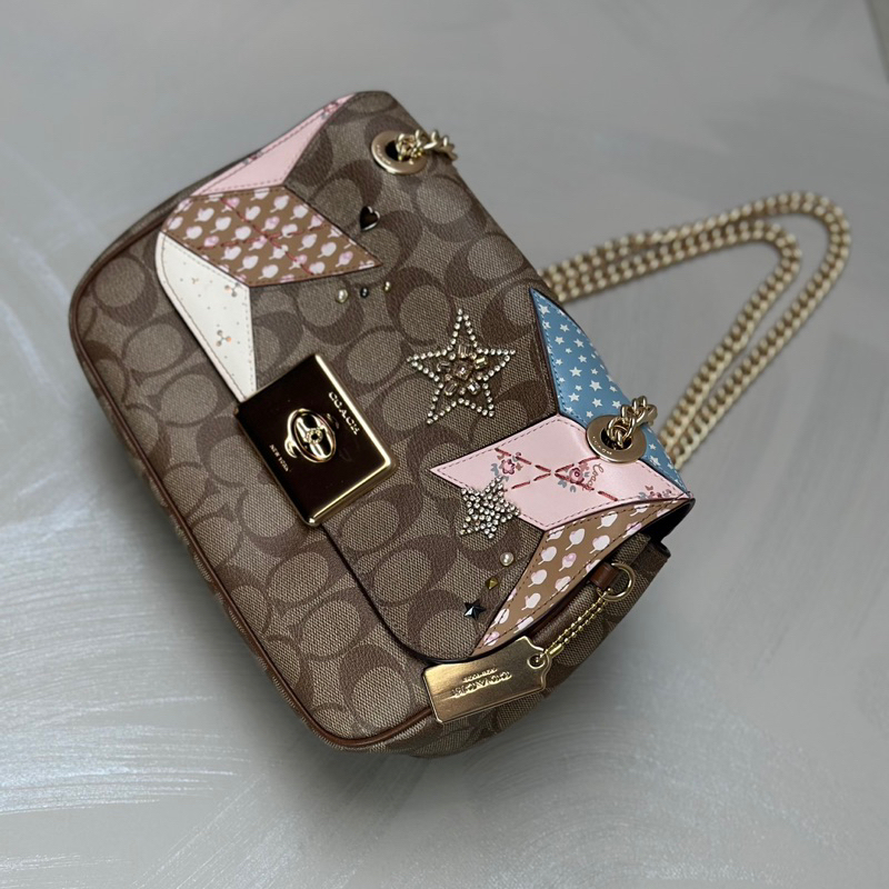 Original Coach Cassidy Crossbody Shoulder Bag in Signature Canvas with Star Patchwork