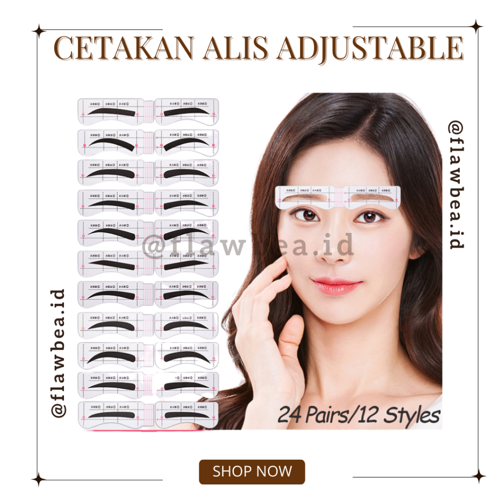 FLAWBEA.ID - Set Cetakan Alis Adjustable / Eyebrow Rules / Cetakan Alis Bentuk Card / Stiker Alis / 