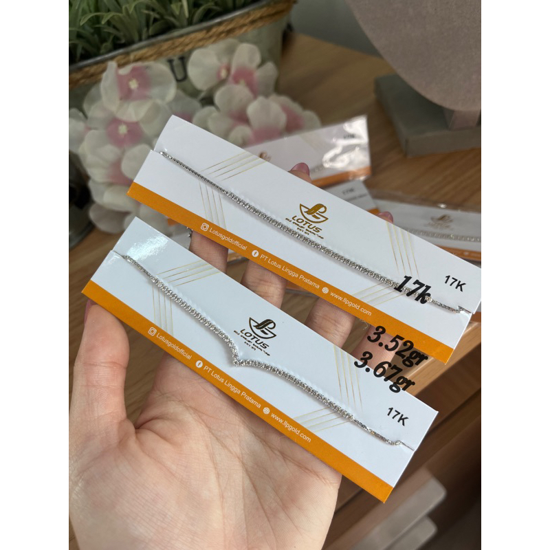 Gelang emas rantai serut listring aurel mas putih 17k