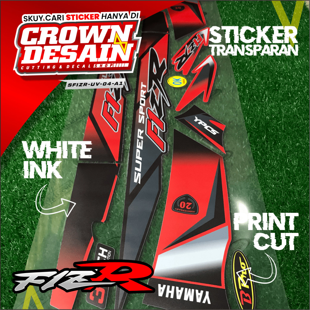 Stiker Striping fizr f1zr fiz r Variasi Merah Model Malaysia - Stiker striping FIZR Transparan Varia