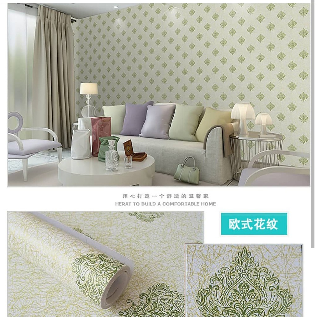 100% BERKUALITAS!! WALLPAPER DINDING STIKER RUANG TAMU / KAMAR 45X4M MOTIF BATIK KECIL SIMPEL ELEGAN