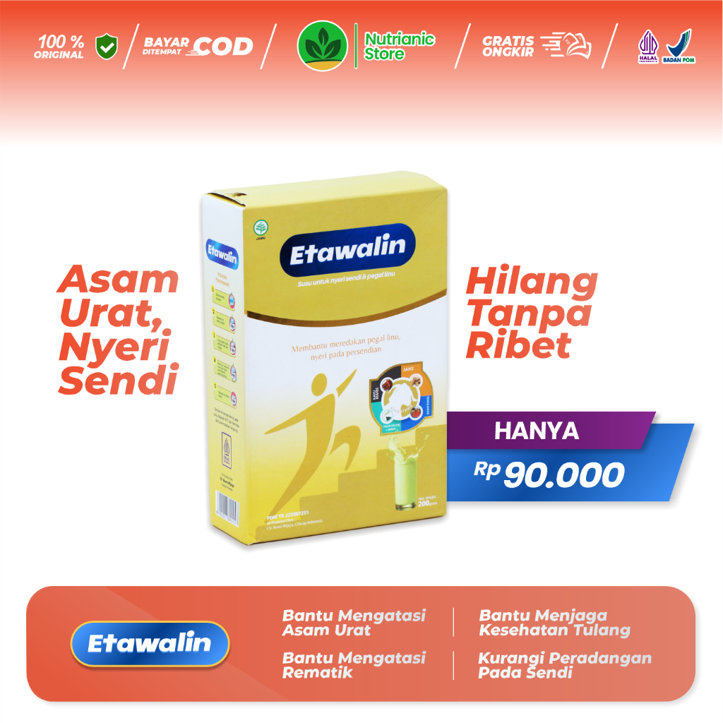 

Etawalin - Susu Kambing Etawa Atasi Asam Urat Nyeri Sendi Nyeri Pinggang Pegal Linu Kesemutan Syaraf Kejepit Dan Melancarkan Pencernaan Original