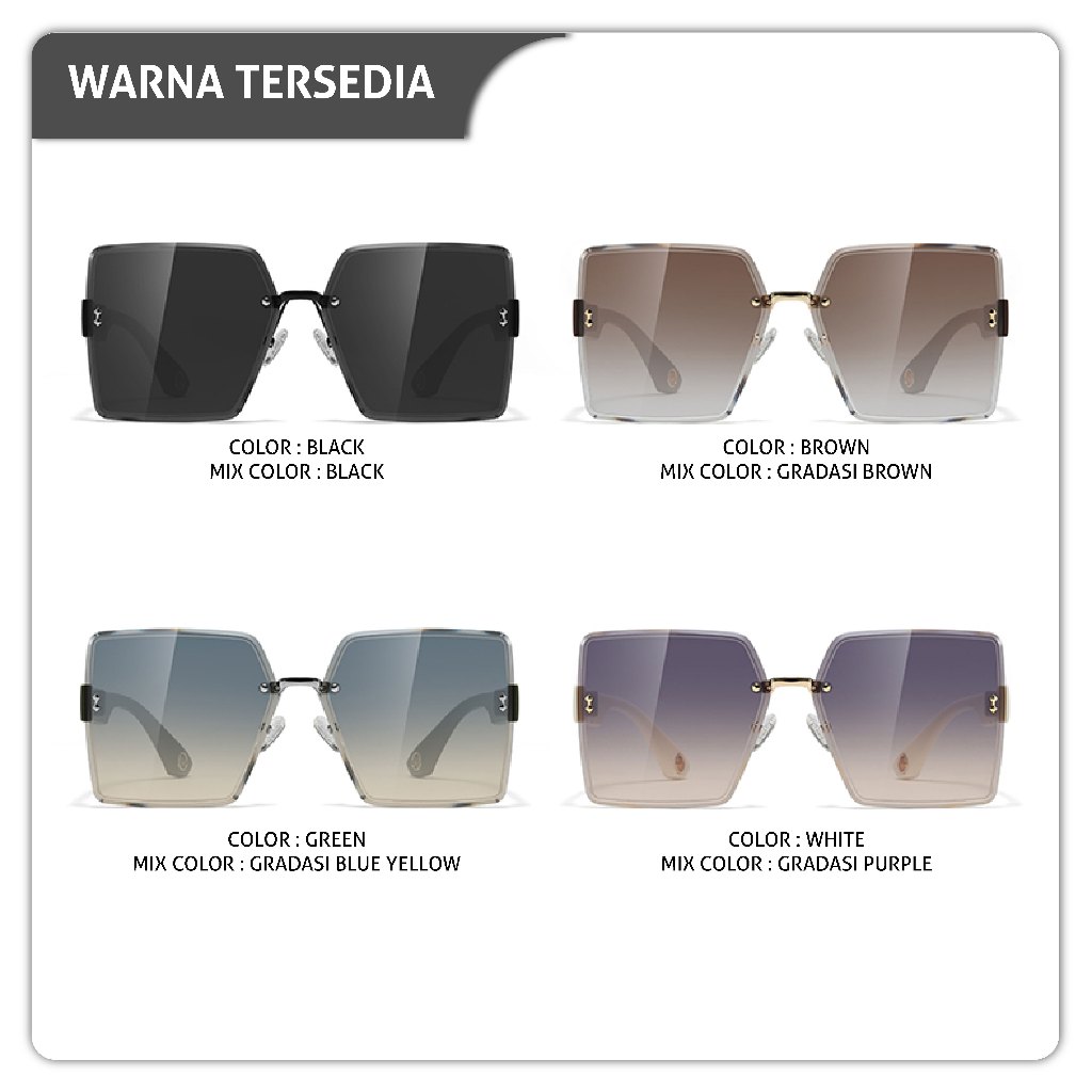 La Chapella Kacamata Hitam Sunglasses Kotak TR 90 + Metal Kekinian Terbaru UV 400 Polarized Korea Untuk Wanita 7712