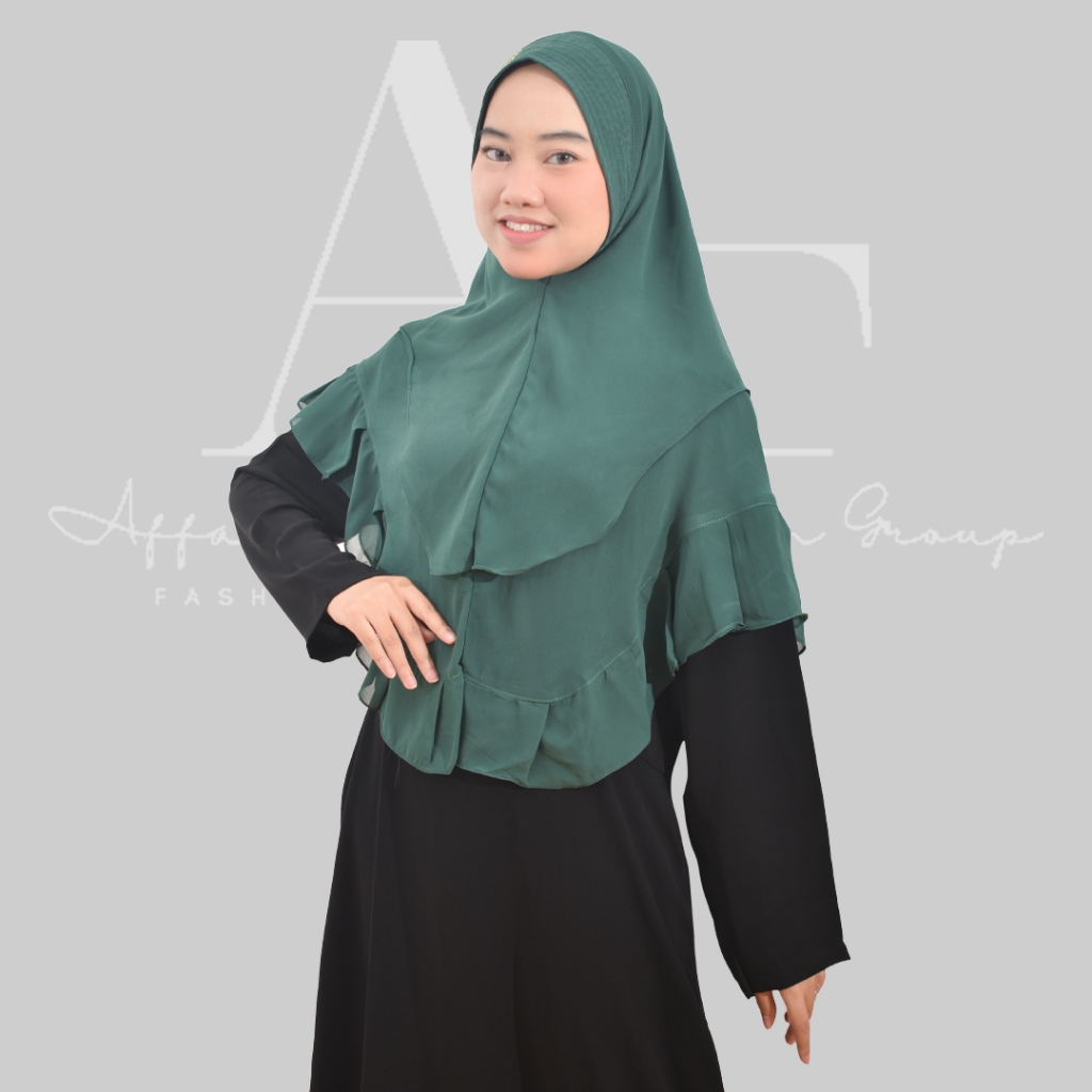 Khimar Manik 2 Layer Ceruty Babydoll Premium Model Rample | Jilbab Premium | Hijab Instan Ceruty Bab