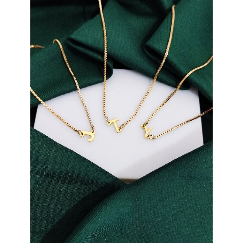Joyshopaksesoris Kalung Inisial Miring Rantai Itali Gold Titanium Lapis Emas Antikarat