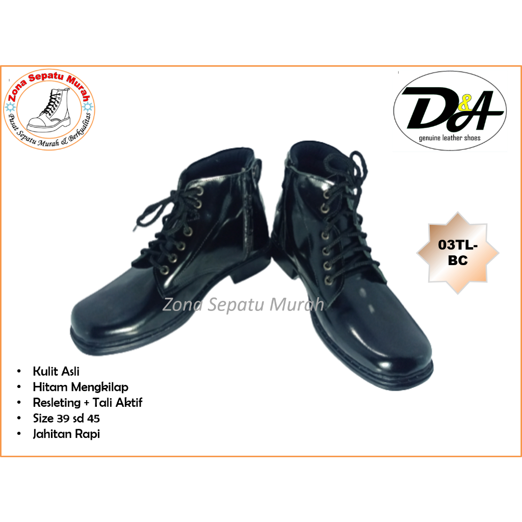 sepatu PDH kulit asli mengkilap 03BC.TALI model terbaru original merk B2R