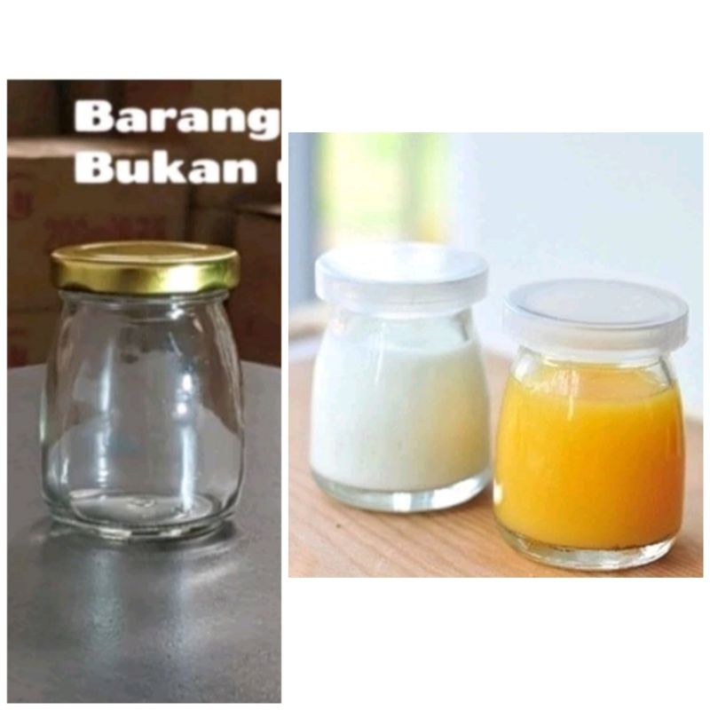 Toples 100ml Toples Kaca 100ml Botol Pudding 100ml Botol Jar Kaca Puding 100ml Tutup Emas Toples Kac