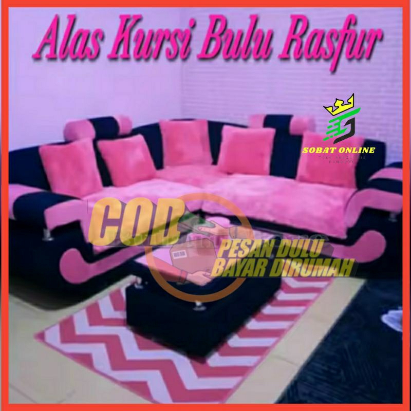 ALAS KURSI SOFA BULU RASFUR PREMIUM UKURAN 100 X 85CM/Alas SOFA/KURSI Bulu rasfur