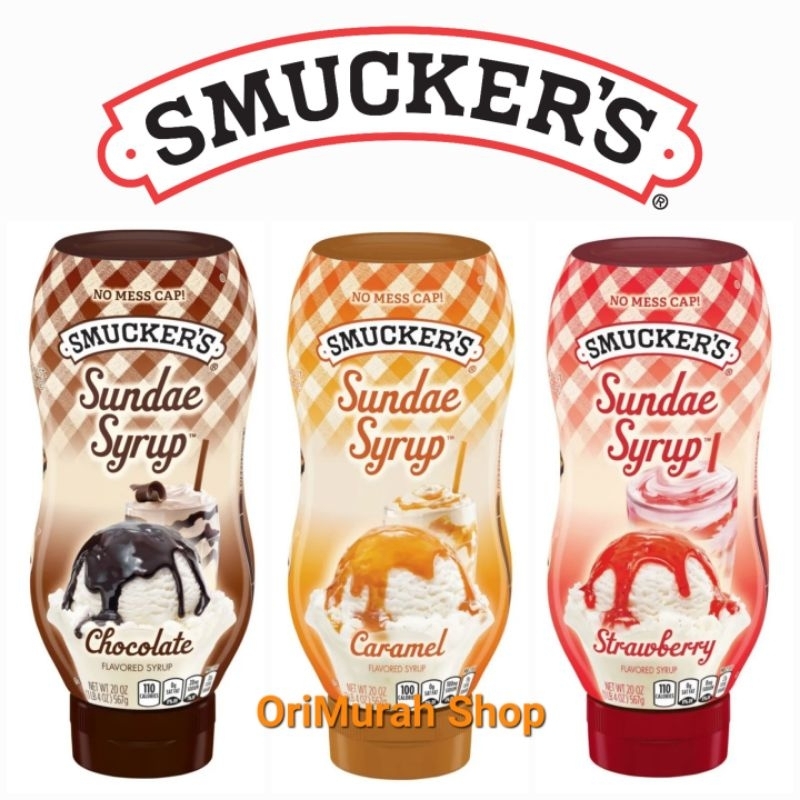 

Smuckers Sundae Syrup Chocolate Caramel Strawberry Flavoured Topping Sirup Coklat Karamel Stroberi Smucker's Import 567 Gram