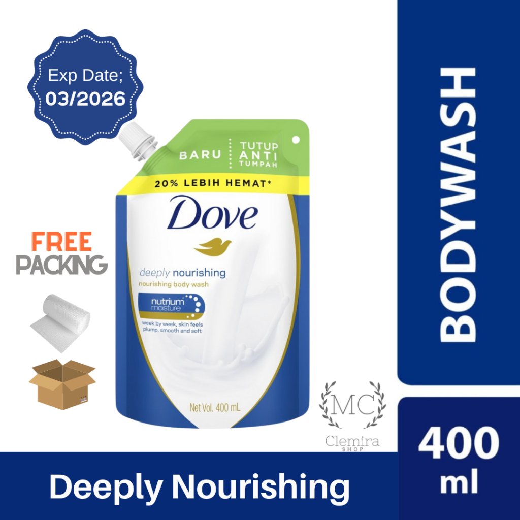 Sabun Cair Dove Deeply Refill 400ml / Dove Body Wash Deeply 400 ml / Sabun Cair Dove Biru 400ml
