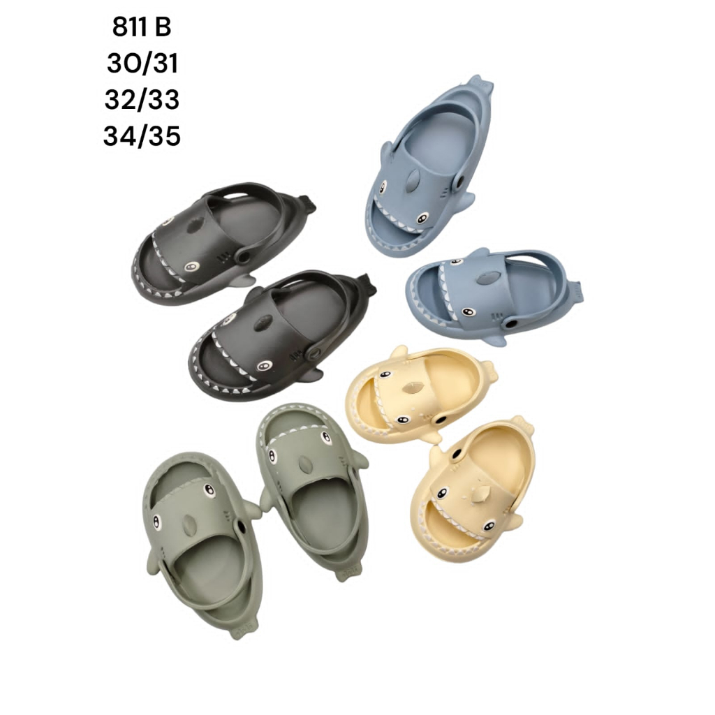 Sendal Hiu / Sendal Slop Motif Hiu / Sendal Anak Motif Hiu Lucu / Sandal Anak Anak Karakter Lucu Tre