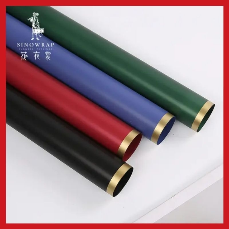 

Kertas Chellophane Solid Color Gold Line Flower Wrapping Perpack