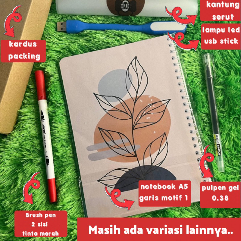 

Notebook A5 / Buku catatan lengkap dengan Pulpen satu set 5 in 1 Satu Set Alat Tulis