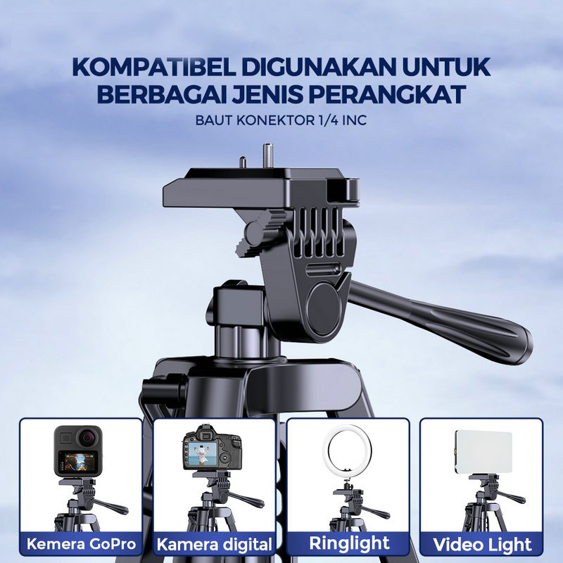 3366 1,4 METER 140 CM PREMIUM PORTABLE TRIPOD KAMERA HANDPHONE HP RING LIGHT