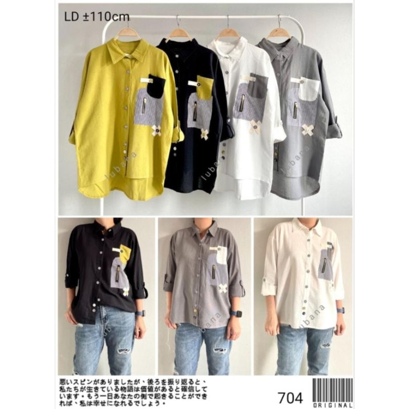 Atasan kemeja wanita katun linen import lubana#704