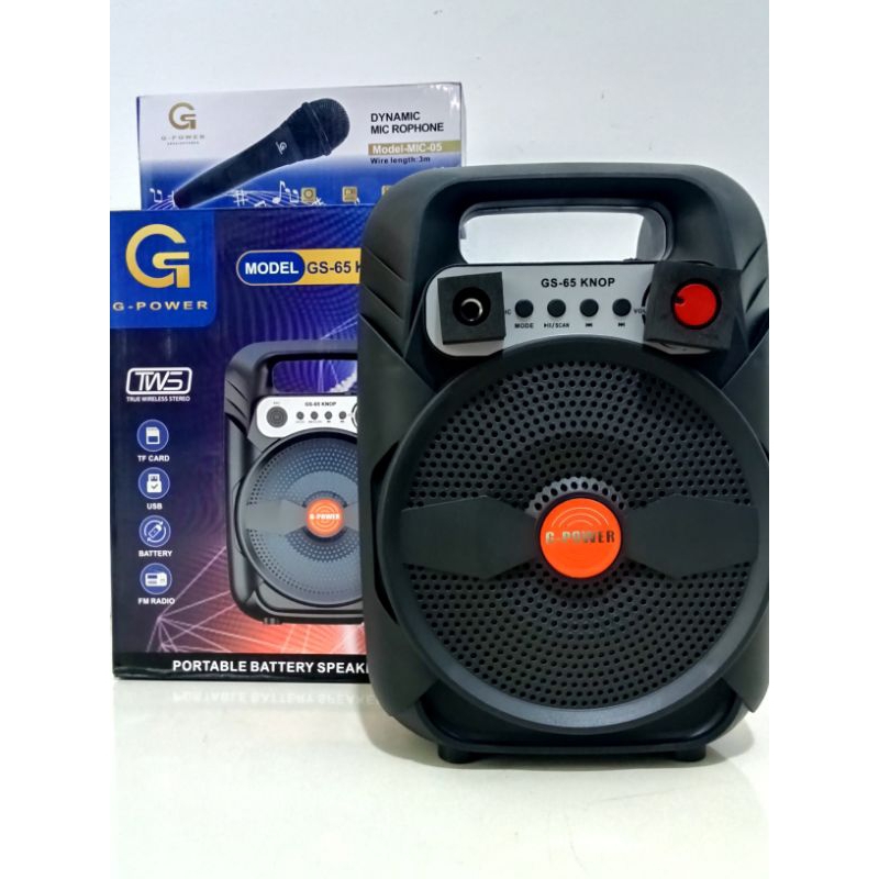GPOWER SPEAKER PORTABLE BATTERY SPEAKER G-POWER MODEL GS-65 KNOP