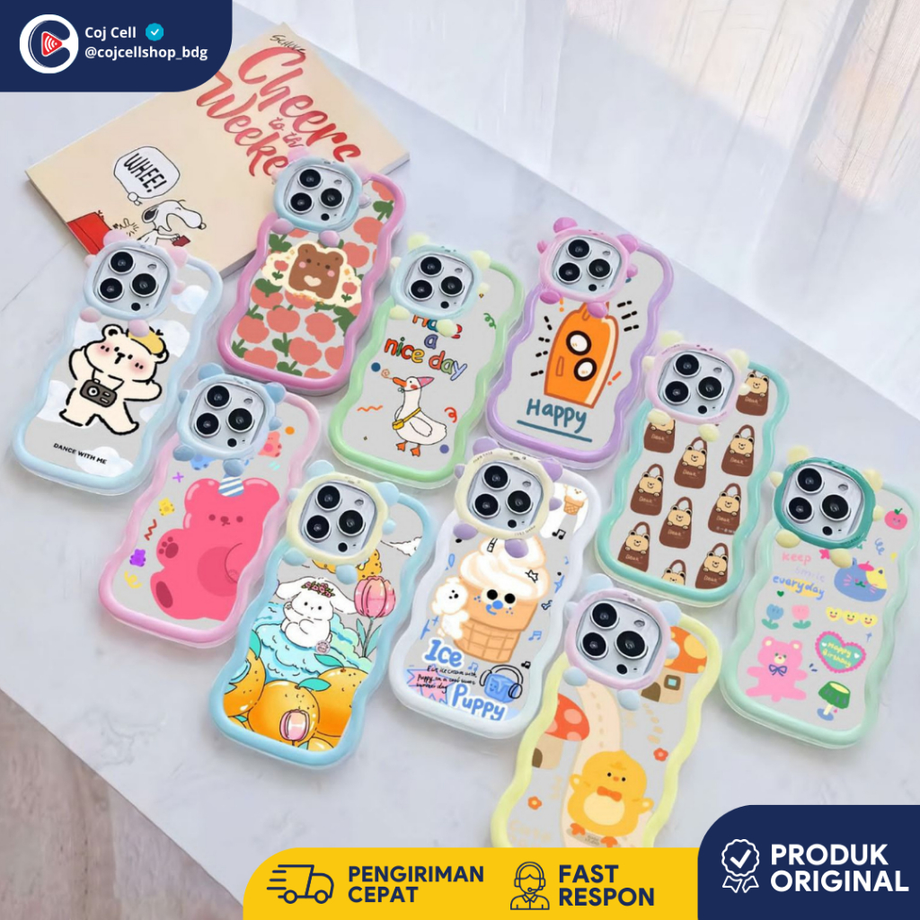 CASE SOFTCASE GELOMBANG MOTIF 5D PUPPY LUCU UNTUK OPPO VIVO IPHONE SAMSUNG XIAOMI - CASE SMARTPHONE 