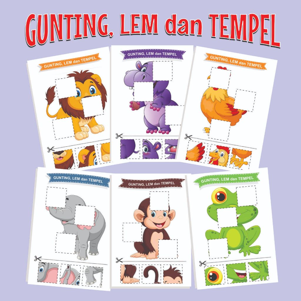 

PAKET Lembar Aktivitas Anak Gunting Lem dan Tempel - Lembar Belajar anak TK dan Paud