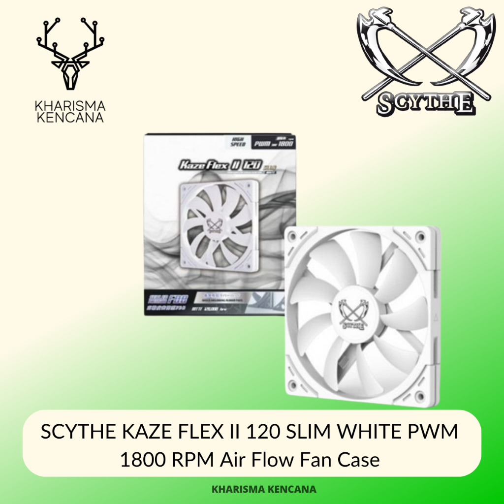 SCYTHE KAZE FLEX II 120 SLIM WHITE PWM 1800 RPM Air Flow Fan Case