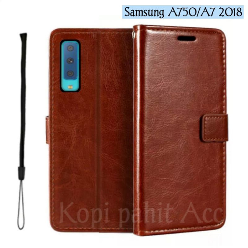 Case Untuk Hp Samsung Galaxy A750 A7 2018 Flip Cover Wallet Sarung Hp Casing Dompet Flip Magnet