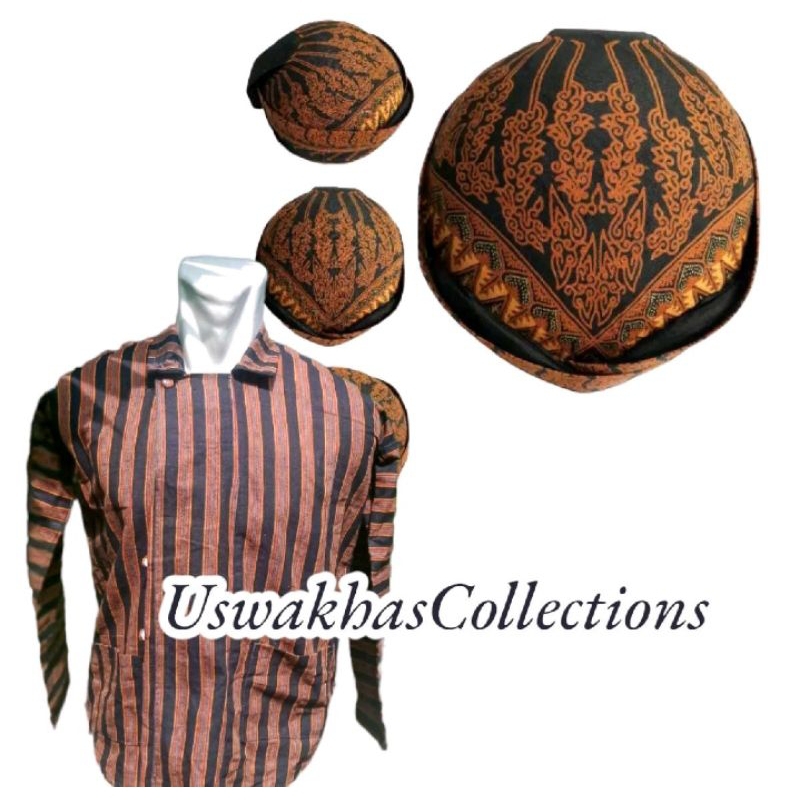 Baju Surjan Lurik Adat Jawa Dewaaa Bonus Blangkon