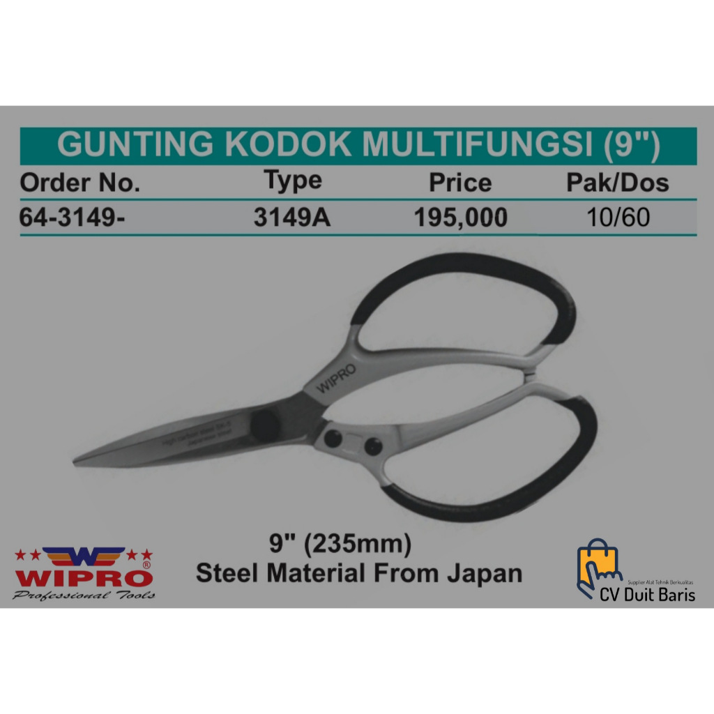 

Gunting Kodok Multifungsi 9" Merk WIPRO