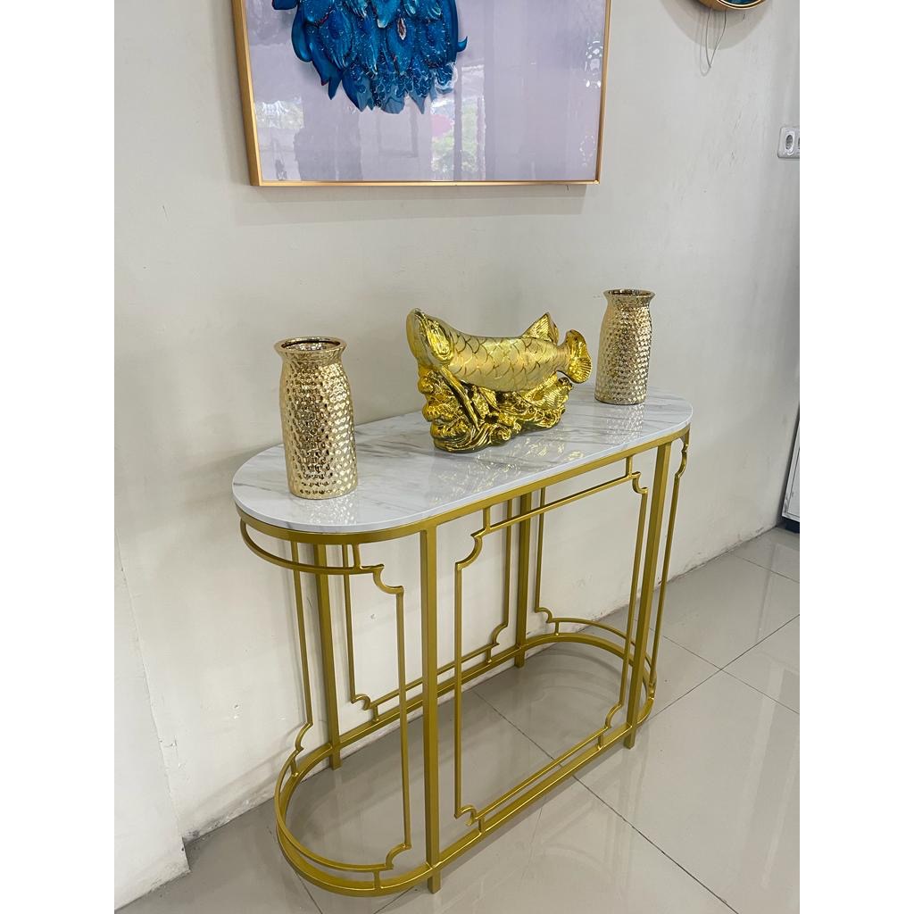 MEJA KONSUL BESI KAKI BESI ATAS HPL UKURAN 100 CM X 40 CM X 80 CM