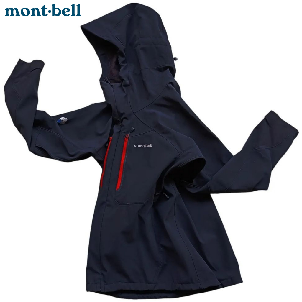 JAKET SOFT SHELL GUNUNG MONT-BELL ORIGINAL MEN'S POWDER SHED MOUNTAIN PARKA CLIMA-BARRIER CASUAL SOF