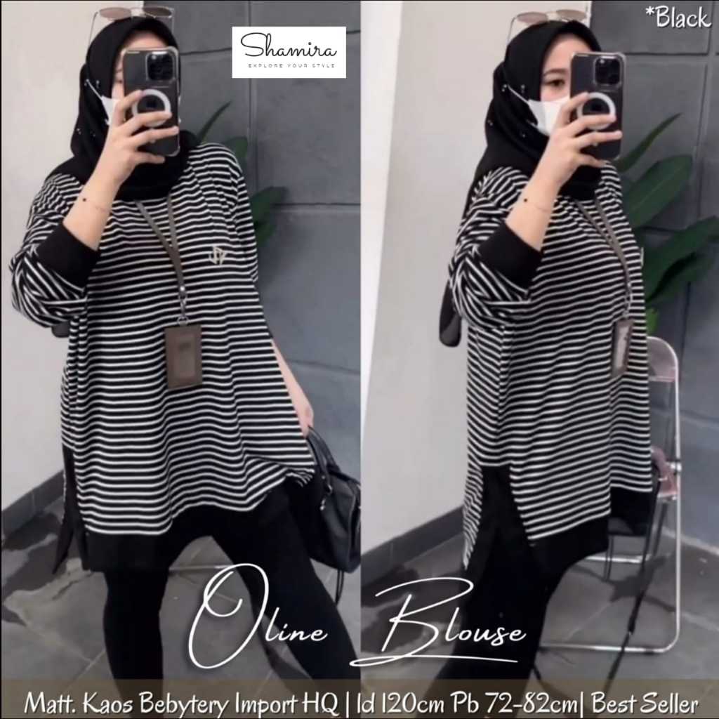 BLOUSE JUMBO WANITA MOTIF GARIS GARIS TERBARU PAKAIAN WANITA BAJU ATASAN BLOUSE VIRAL JUMBO MOTIF SA
