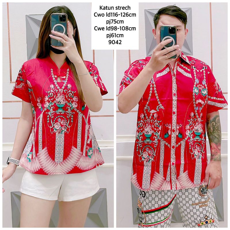 Baju Imlek Couple batik Red 9042 jnc