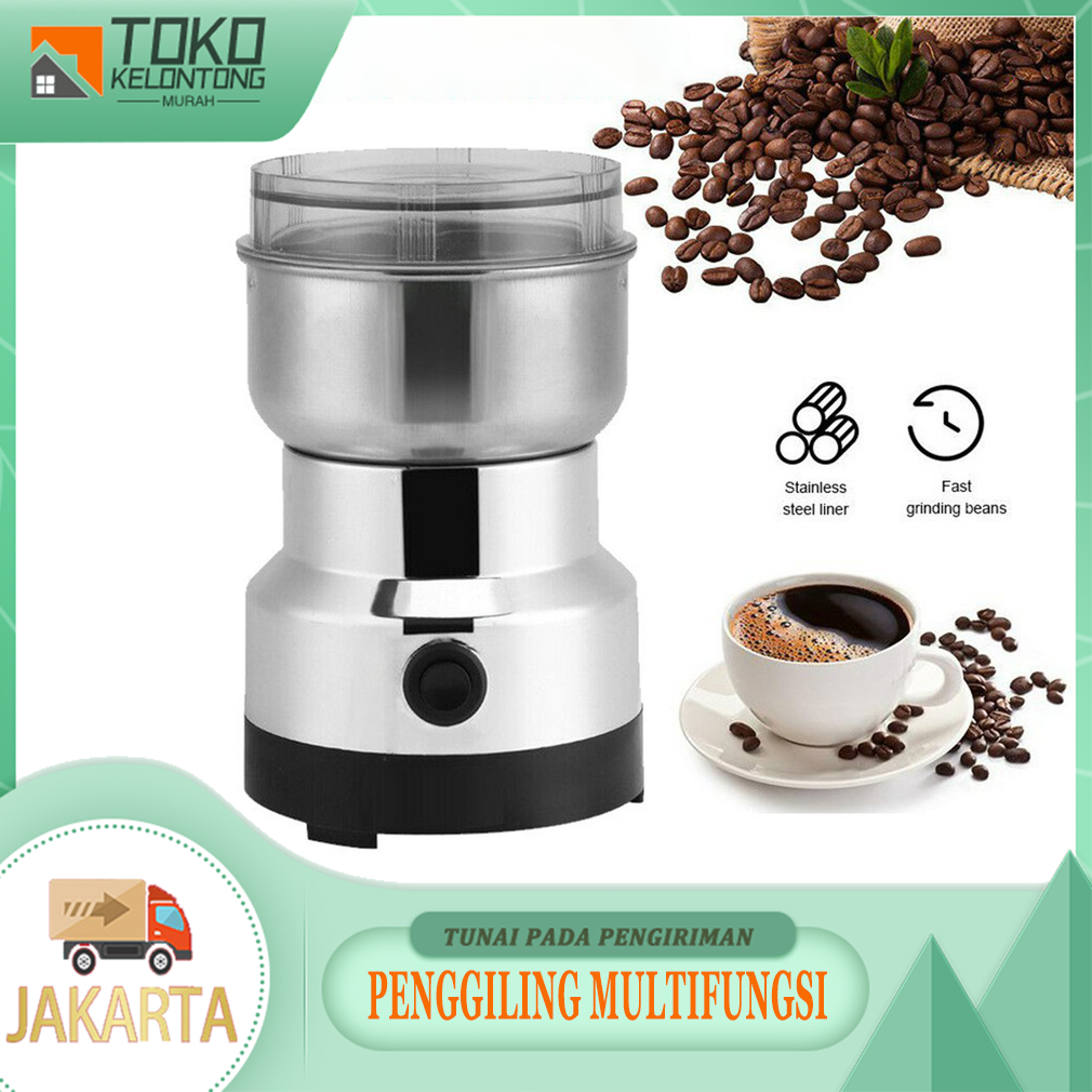 Mesin penggiling kopi elektrik portabel, mesin penggiling makanan gandum dapur untuk sereal kacang, 