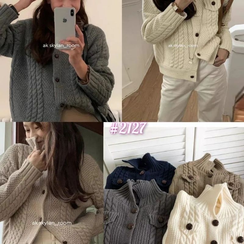JEFA - Sweater Cardigan Wanita Korea Knitwear
