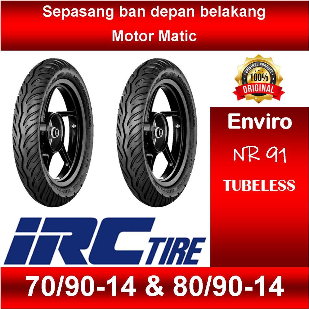 Sepasang Ban Tubeless Motor Matic IRC 70/90-14 plus 80/90-14 Ring 14 Standart Ban Yamaha Mio Sporty/