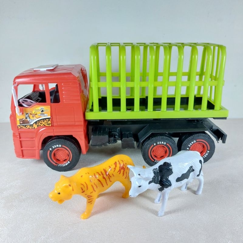 Mainan Truk Box Muatan Hewan Safari Ukuran Jumbo Roda Friction