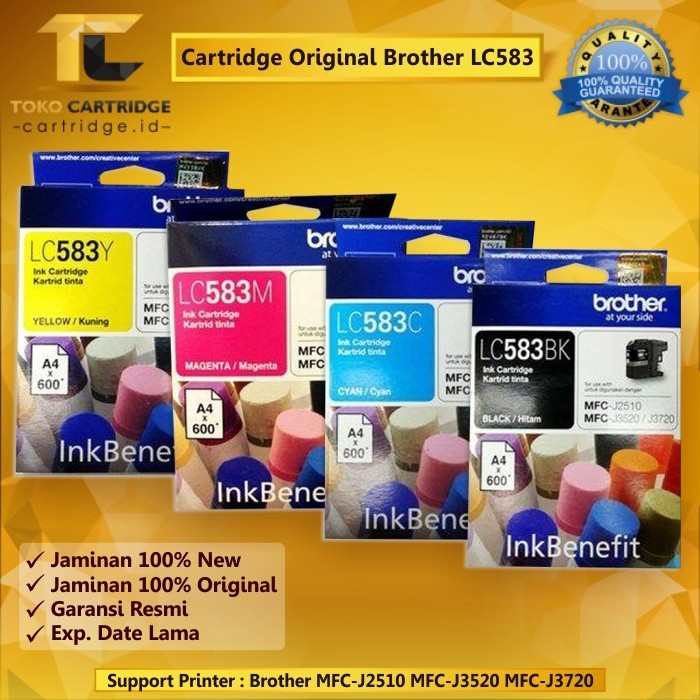 Cartridge Original LC583BK LC-583BK LC-583 Printer MFC-J2510 MFC-J3520 MFC-J3720 MFC J2510 J3520 J37