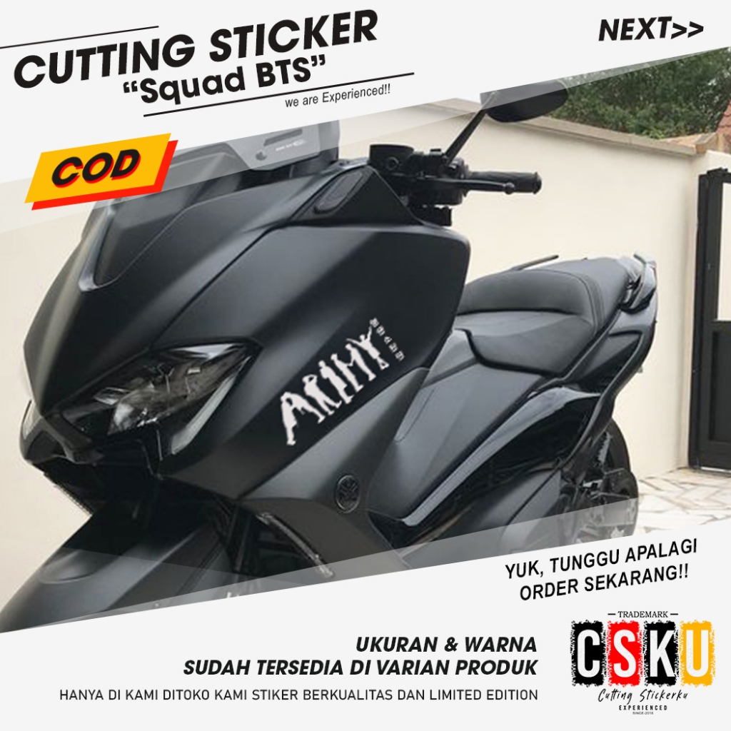 Cutting Sticker Squad Bts Variasi Motor Mobil Stiker Lucu Imut Siluet Aksesoris Helm Bodi Jepang