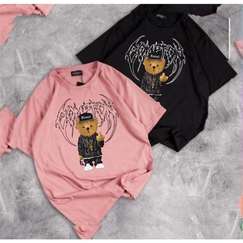 Atasan Cewek Kaos Oversize Compton Bear FENNEL  / Kaos Beruang
